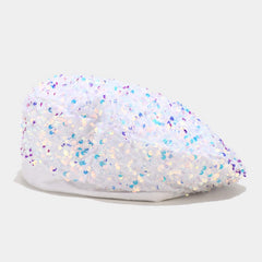 Sequins Sparkly Y2K Beret Lightweight Octagonal Hat