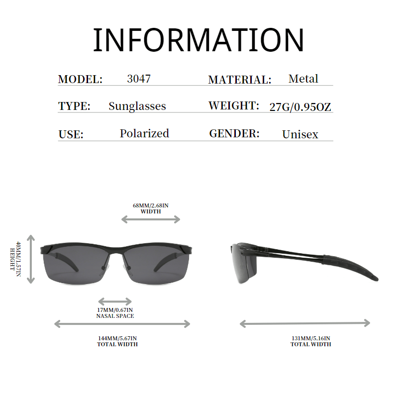 Men's Metal Frame Polarized Sunglasses Retro Sun Protection Eyewear