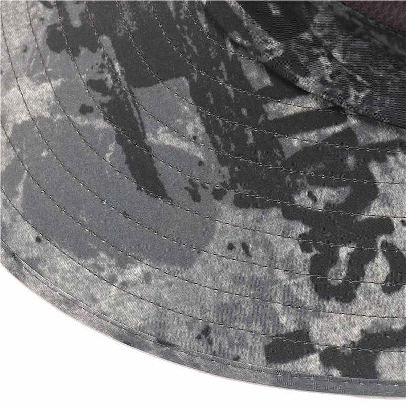 Men Camo Bucket Hat UV Protection Sun Cap with Shawl Breathable