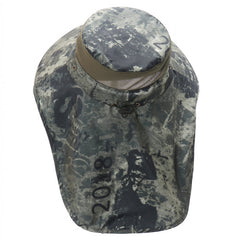 Men Camo Bucket Hat UV Protection Sun Cap with Shawl Breathable