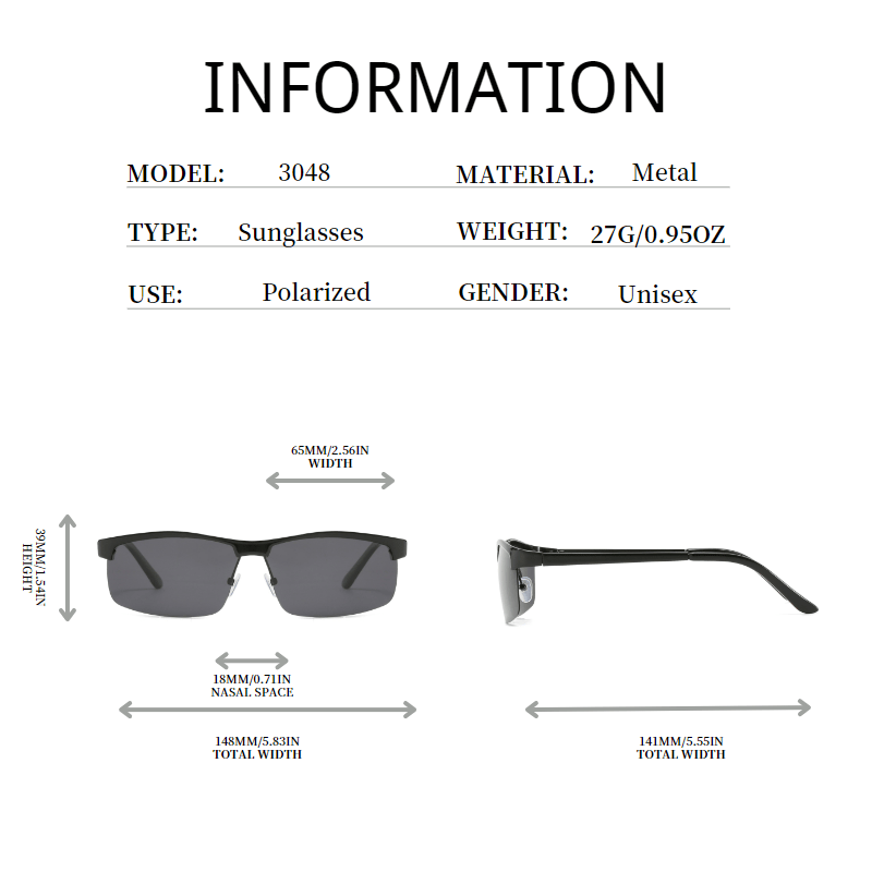 Men's Metal Frame Driving Sunglasses UV400 Polarized Retro Sun Protection