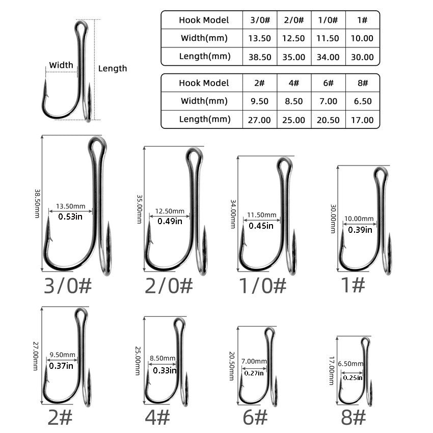10pcs Double Fishing Hooks for Carp Fishing Fly Tying Barbed Frog Hooks