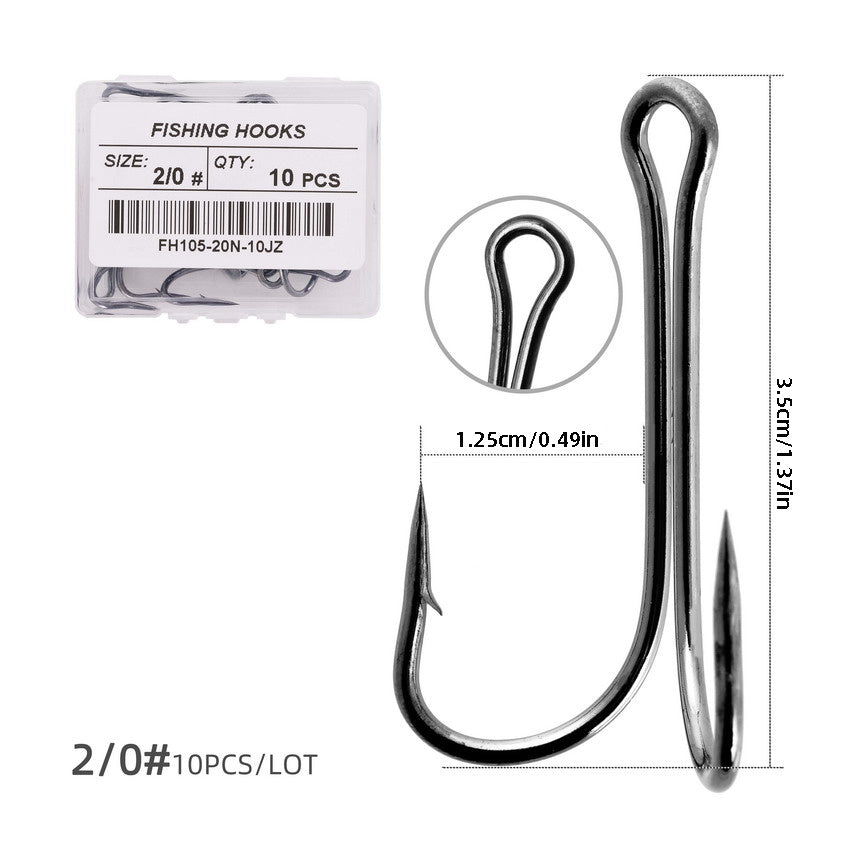 10pcs Double Fishing Hooks for Carp Fishing Fly Tying Barbed Frog Hooks