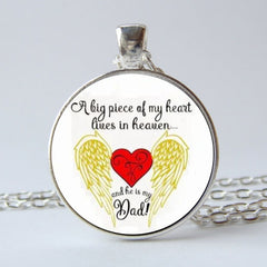 Heart Angel Wings Keychain Necklace Pendant Gift For Daddy Father
