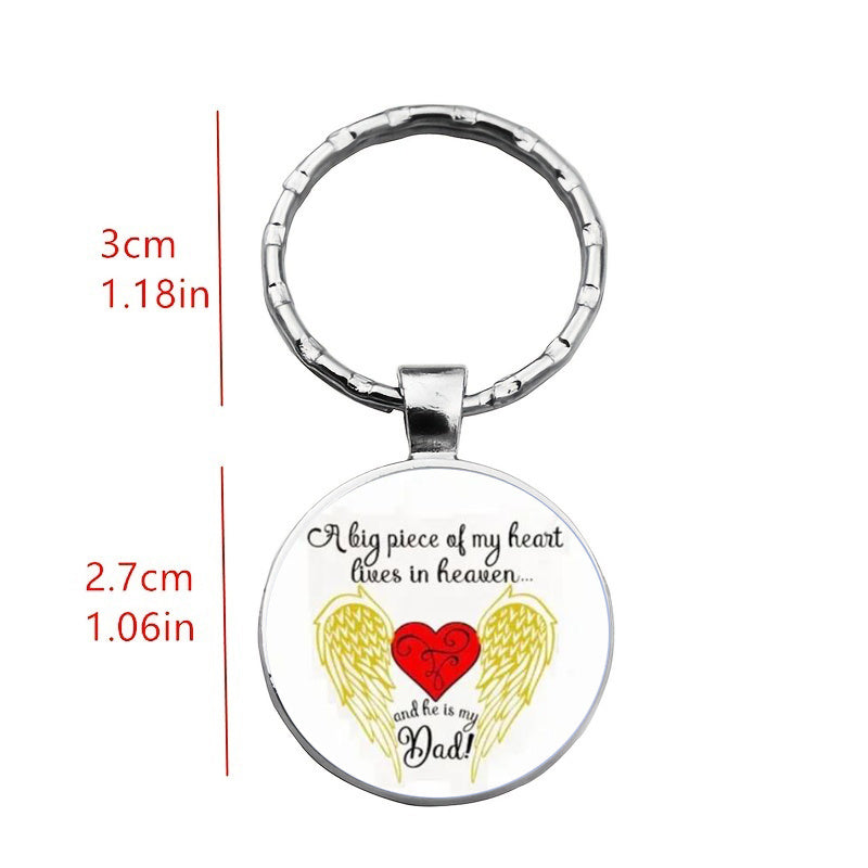 Heart Angel Wings Keychain Necklace Pendant Gift For Daddy Father