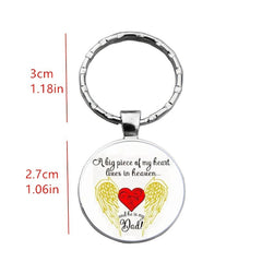 Heart Angel Wings Keychain Necklace Pendant Gift For Daddy Father