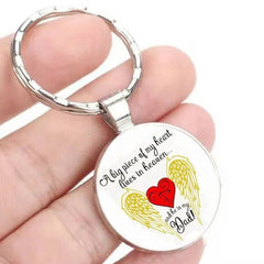 Heart Angel Wings Keychain Necklace Pendant Gift For Daddy Father