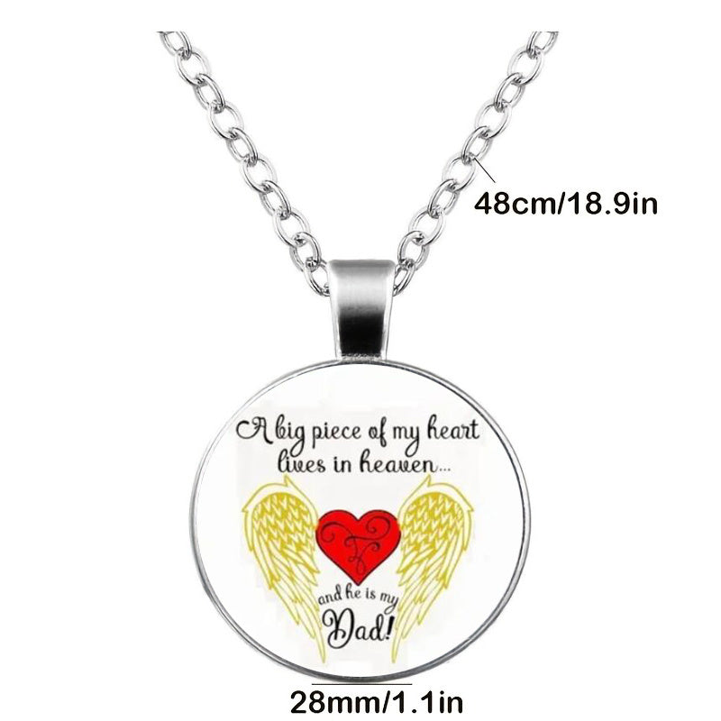 Heart Angel Wings Keychain Necklace Pendant Gift For Daddy Father