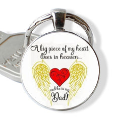 Heart Angel Wings Keychain Necklace Pendant Gift For Daddy Father