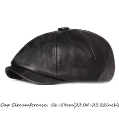 Leather Octagonal Cap Beret Newsboy Hat Unisex