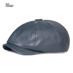 Leather Octagonal Cap Beret Newsboy Hat Unisex
