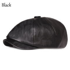 Leather Octagonal Cap Beret Newsboy Hat Unisex