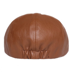 Leather Octagonal Cap Beret Newsboy Hat Unisex