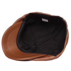 Leather Octagonal Cap Beret Newsboy Hat Unisex