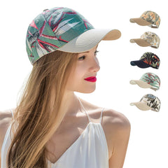 Leaf Print Casual Baseball Cap Lightweight Cotton Sun Hats Adjustable Sunscreen