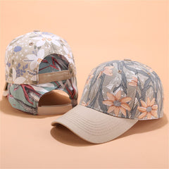 Leaf Print Casual Baseball Cap Lightweight Cotton Sun Hats Adjustable Sunscreen