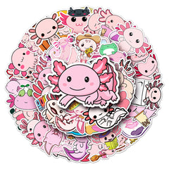 50pcs Pink Axolotl Stickers For Toys Luggage Skateboard Journal DIY Stickers