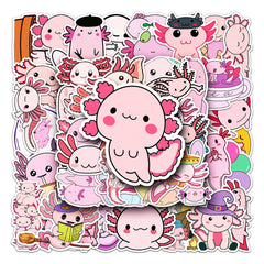 50pcs Pink Axolotl Stickers For Toys Luggage Skateboard Journal DIY Stickers