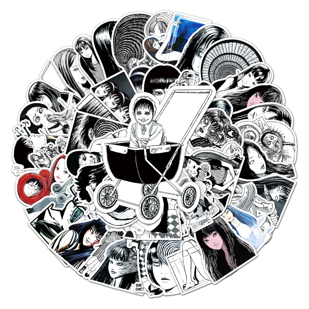 50pcs Classic Horror Anime Stickers for Luggage Laptop Journals