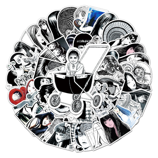 50pcs Classic Horror Anime Stickers for Luggage Laptop Journals