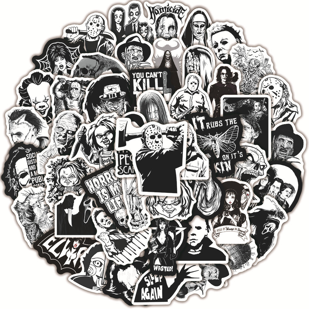 50pcs Horror Themed Waterproof Graffiti Stickers