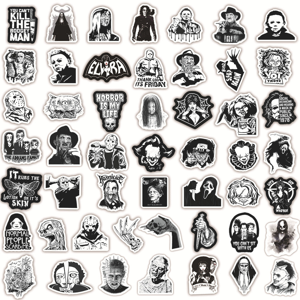 50pcs Horror Themed Waterproof Graffiti Stickers