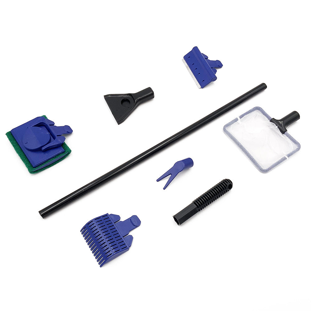Aquarium Cleaning Tools Set Fish Net Rake Algae Scraper Spong