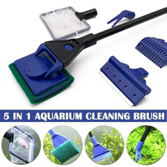 Aquarium Cleaning Tools Set Fish Net Rake Algae Scraper Spong