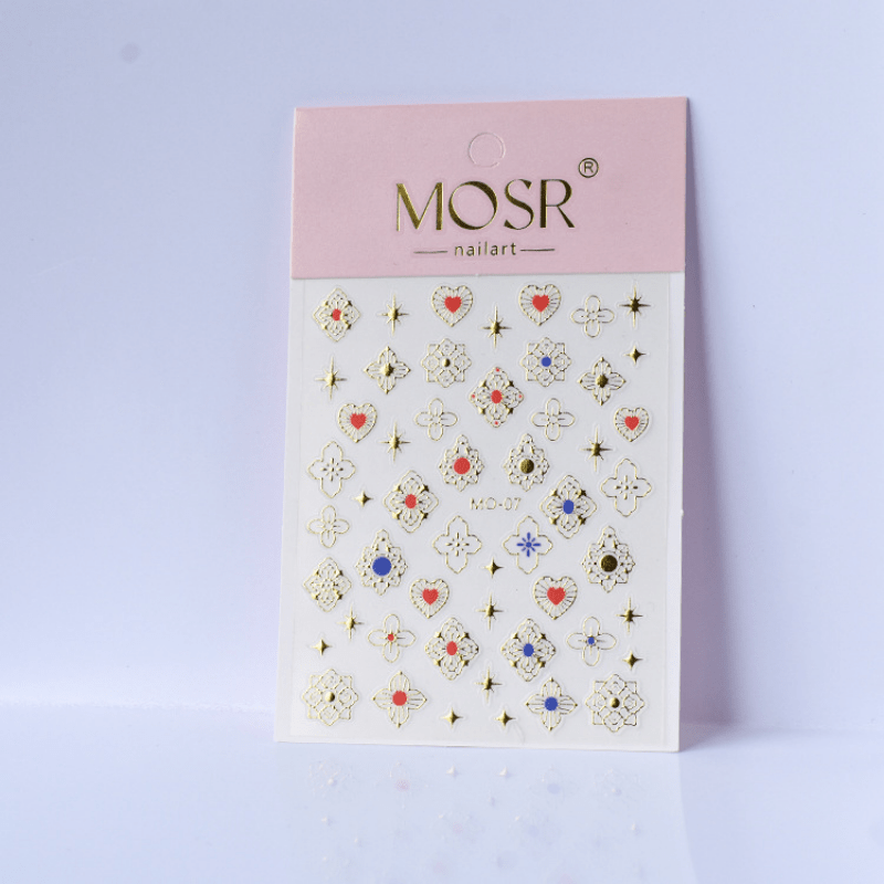 Golden Foil Bronzing Star Totem Heart Nail Sticker