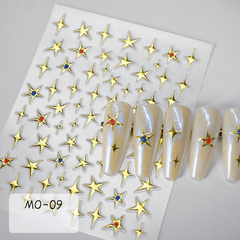 Golden Foil Bronzing Star Totem Heart Nail Sticker