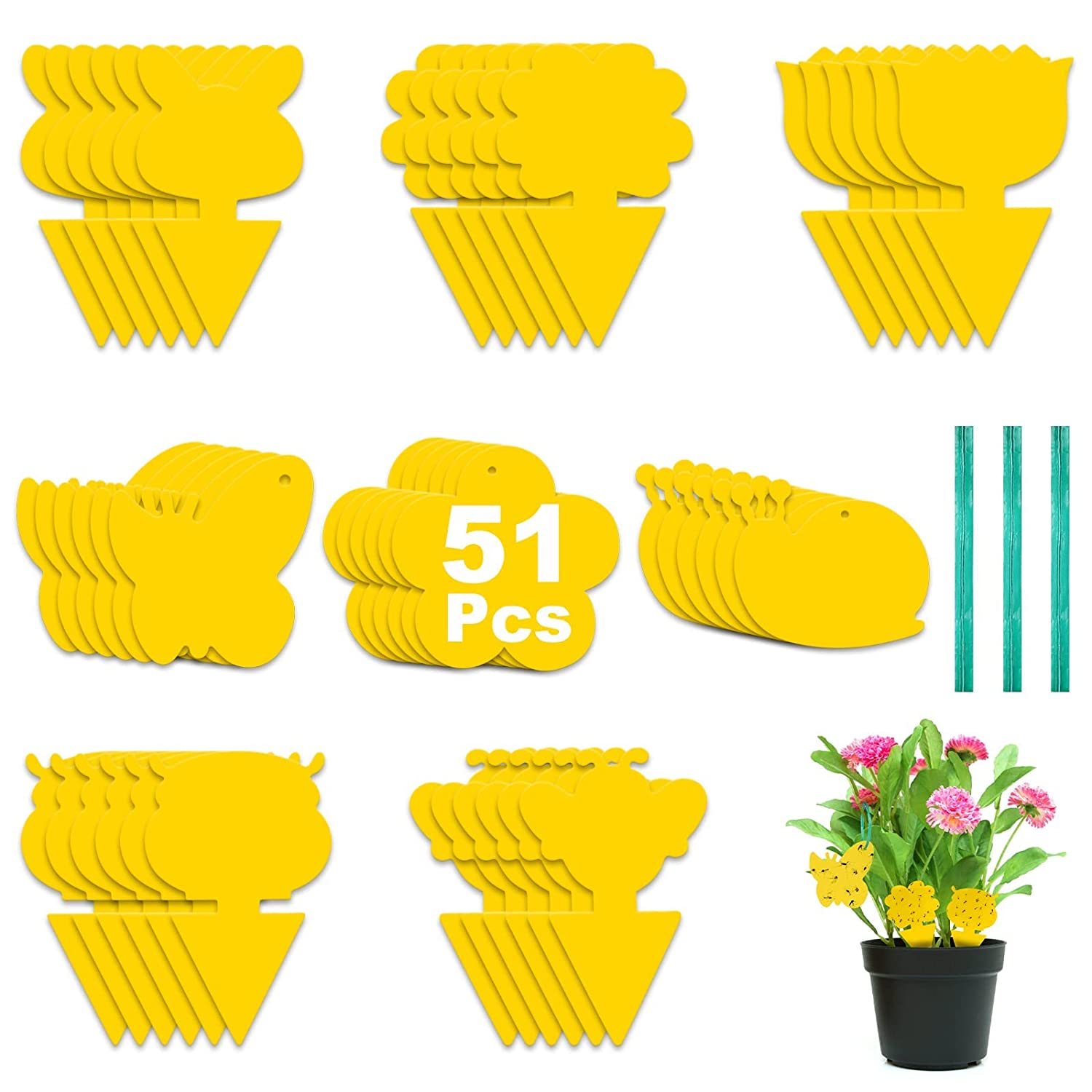 51pcs Yellow Sticker Fly Catcher Mosquito Trap Waterproof Adhesive