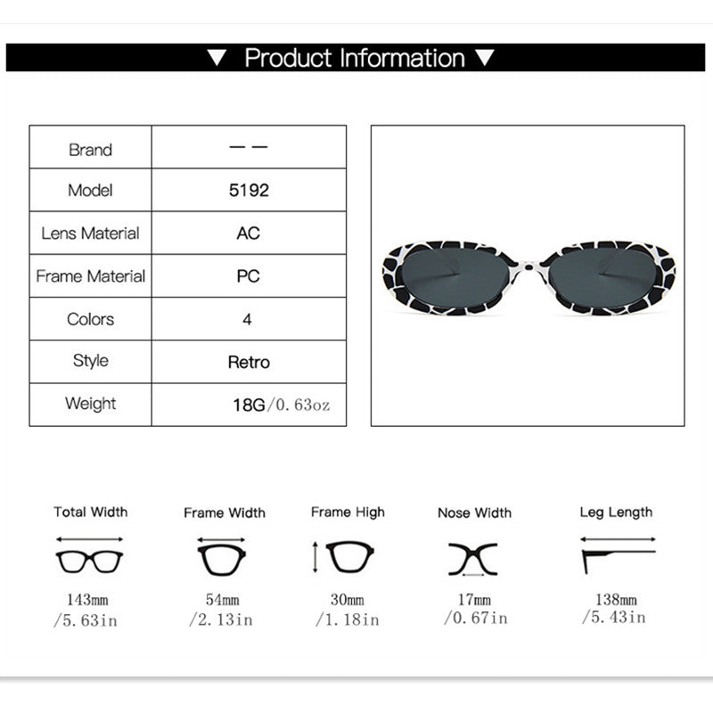 Oval Frame Sunglasses For Women Men Photo Booth Props UV400
