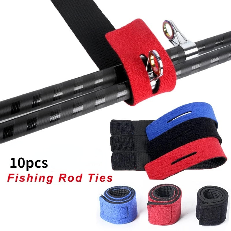 10pcs Fishing Rod Belts Ties Straps Holders Fixing Ropes for Fly Rods