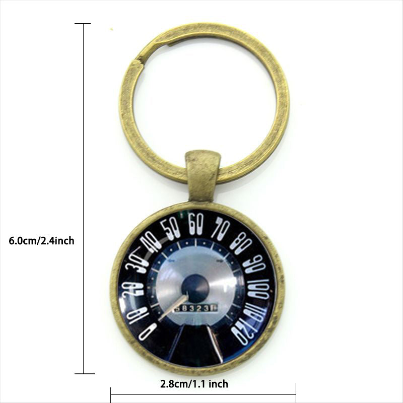 Vintage Car Speed Car Mileage Dashboard Photo Keychain Gift Car Jewelry