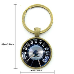 Vintage Car Speed Car Mileage Dashboard Photo Keychain Gift Car Jewelry