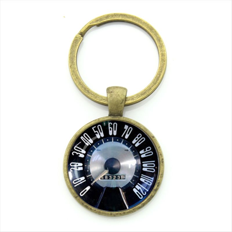 Vintage Car Speed Car Mileage Dashboard Photo Keychain Gift Car Jewelry