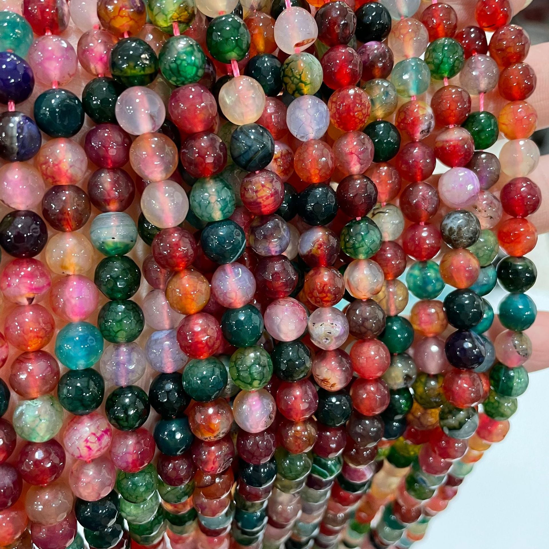 4-10mm Multifaceted Tourmaline Agate Beads for DIY Jewelry - Football Face Beads