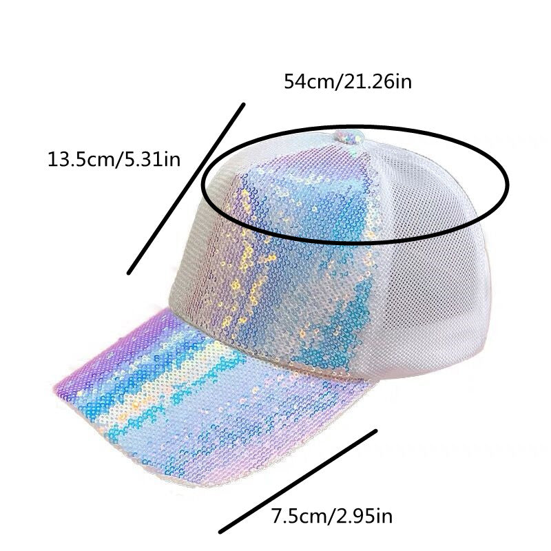Sequin Decor Trucker Hat Mesh Hip Hop Baseball Cap Unisex Casual Dad Hat