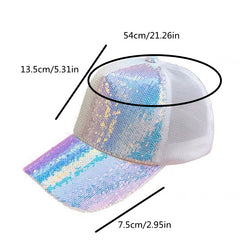 Sequin Decor Trucker Hat Mesh Hip Hop Baseball Cap Unisex Casual Dad Hat