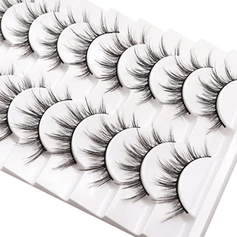 10 Pairs Fluffy Faux Mink Natural Look False Eyelashes 6D75