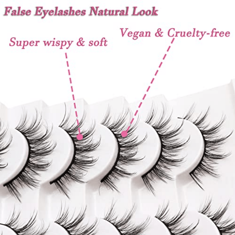 10 Pairs Fluffy Faux Mink Natural Look False Eyelashes 6D75