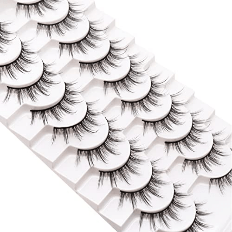10 Pairs Fluffy Faux Mink Natural Look False Eyelashes 6D75