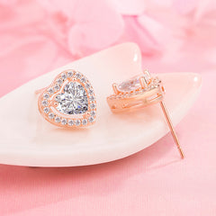 Rhinestone Heart Stud Earrings - Decorative Accessories Jewelry