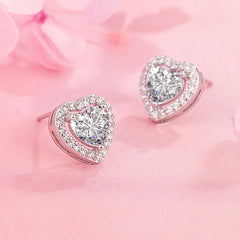 Rhinestone Heart Stud Earrings - Decorative Accessories Jewelry