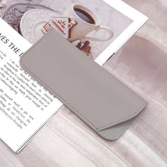 Stitch Detail PU Leather Sunglasses Pouch Portable Eyeglasses Container