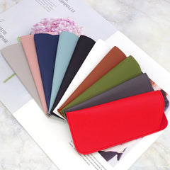 Stitch Detail PU Leather Sunglasses Pouch Portable Eyeglasses Container