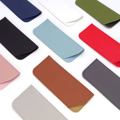 Stitch Detail PU Leather Sunglasses Pouch Portable Eyeglasses Container