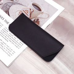 Stitch Detail PU Leather Sunglasses Pouch Portable Eyeglasses Container