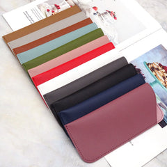 Stitch Detail PU Leather Sunglasses Pouch Portable Eyeglasses Container