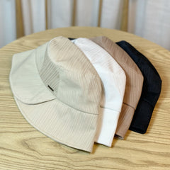 Striped Embossed Split Bucket Hat Solid Sunscreen Fisherman Cap